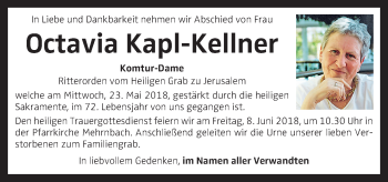 Traueranzeige von Octavia Kapl-Kellner von OÖNachrichten