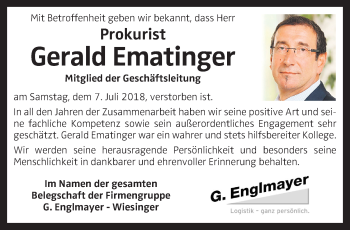 Traueranzeige von Gerald Ematinger von OÖNachrichten