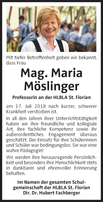 Traueranzeige von Maria Möslinger von OÖNachrichten