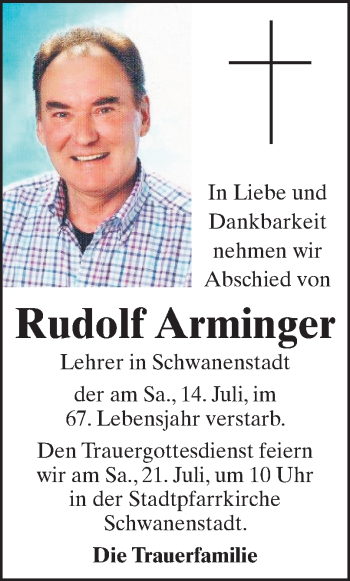 Traueranzeige von Rudolf Arminger von OÖNachrichten
