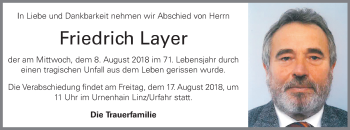 Traueranzeige von Friedrich Layer von OÖNachrichten