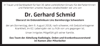 Traueranzeige von Gerhard Schmid von OÖNachrichten