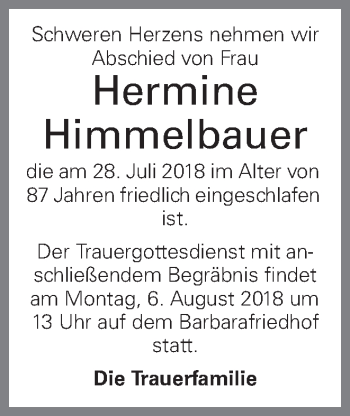 Traueranzeige von Hermine Himmelbauer von OÖNachrichten