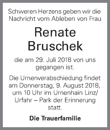 Traueranzeige von Renate Bruschek von OÖNachrichten