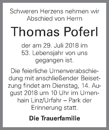 Traueranzeige von Thomas Poferl von OÖNachrichten