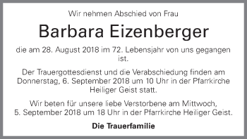 Traueranzeige von Barbara Eizenberger von OÖNachrichten