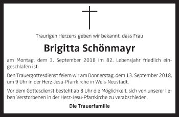 Traueranzeige von Brigitta Schönmayr von OÖNachrichten