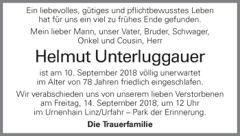 Traueranzeige von Helmut Unterluggauer von OÖNachrichten