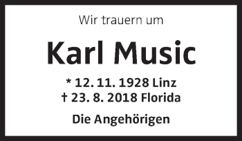 Traueranzeige von Karl Music von OÖNachrichten