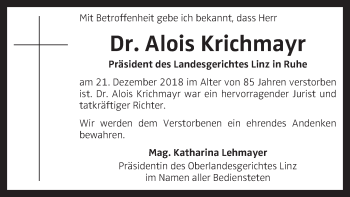 Traueranzeige von Alois Krichmayr von OÖNachrichten