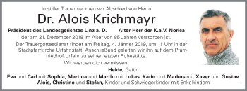 Traueranzeige von Alois Krichmayr von OÖNachrichten