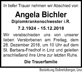 Traueranzeige von Angela Bichler von OÖNachrichten