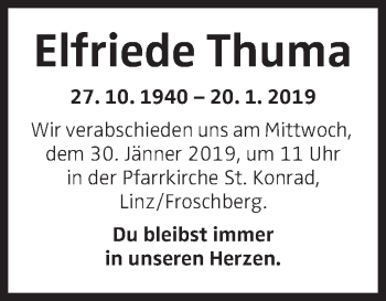 Traueranzeige von Elfriede Thuma von OÖNachrichten