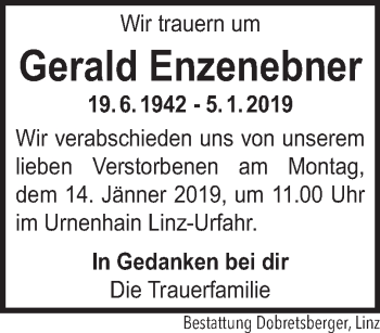 Traueranzeige von Gerald Enzenebner von OÖNachrichten