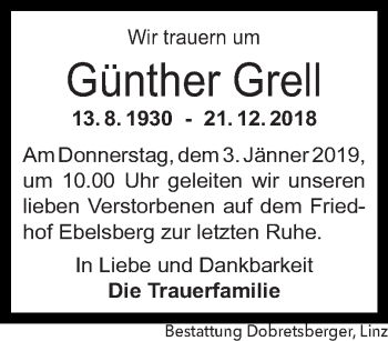Traueranzeige von Günther Grell von OÖNachrichten
