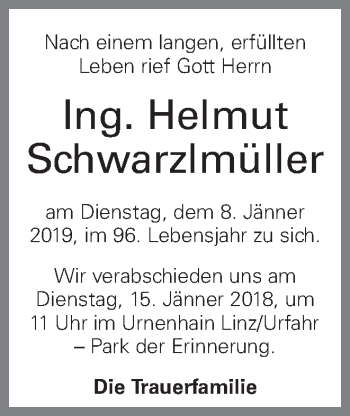 Traueranzeige von Helmut Schwarzlmüller von OÖNachrichten