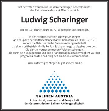 Traueranzeige von Ludwig Scharinger von OÖNachrichten