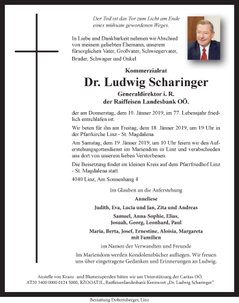 Traueranzeige von Ludwig Scharinger von OÖNachrichten