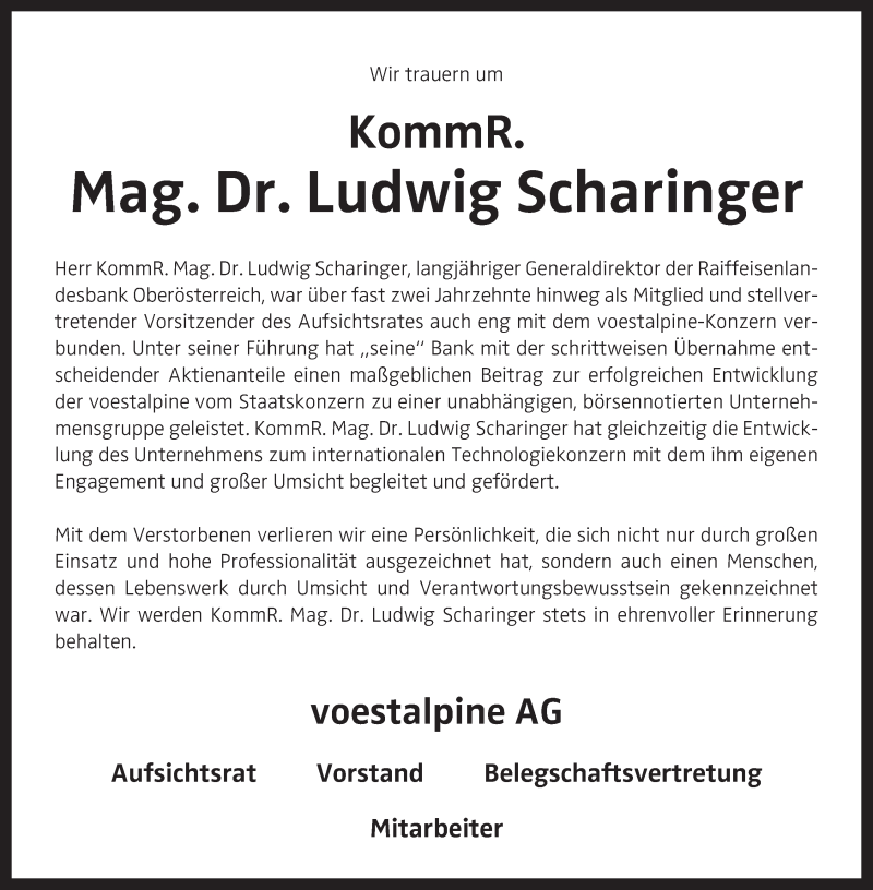  Traueranzeige für Ludwig Scharinger vom 16.01.2019 aus OÖNachrichten