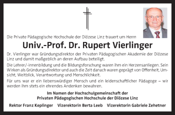 Traueranzeige von Rupert Vierlinger von OÖNachrichten