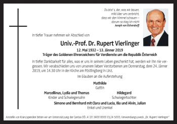 Traueranzeige von Rupert Vierlinger von OÖNachrichten
