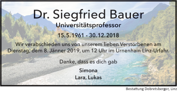 Traueranzeige von Siegfried Bauer von OÖNachrichten