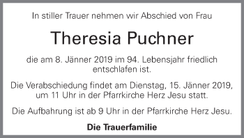 Traueranzeige von Theresia Puchner von OÖNachrichten