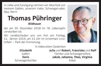 Traueranzeige von Thomas Pühringer von OÖNachrichten