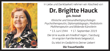 Traueranzeige von Brigitte Hauck von OÖNachrichten