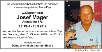 Traueranzeige von Josef Mager von OÖNachrichten