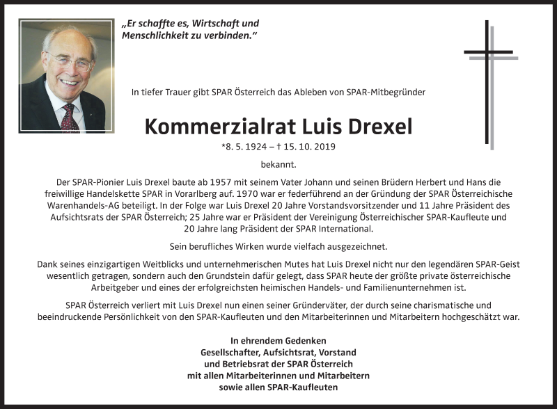  Traueranzeige für Luis Drexel vom 19.10.2019 aus OÖNachrichten