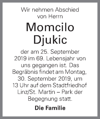 Traueranzeige von Momcilo Djukic von OÖNachrichten