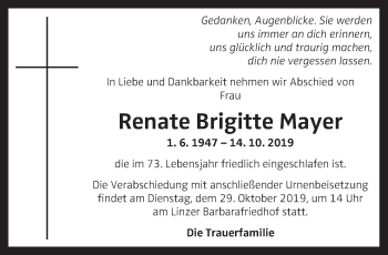 Traueranzeige von Renate Brigitte Mayer von OÖNachrichten