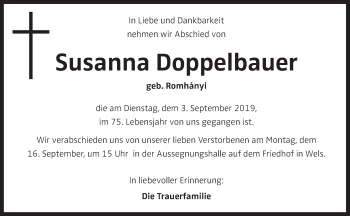 Traueranzeige von Susanna Doppelbauer von OÖNachrichten