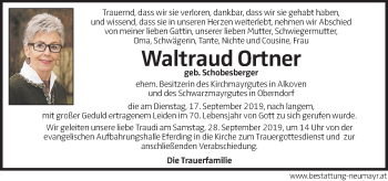 Traueranzeige von Waltraud Ortner von OÖNachrichten