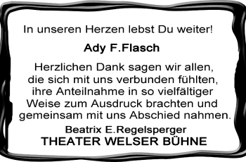 Traueranzeige von Ady F. Flasch von OÖNachrichten