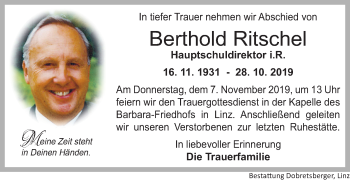 Traueranzeige von Berthold Ritschel von OÖNachrichten