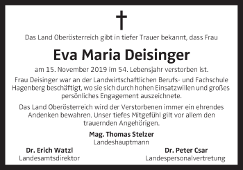 Traueranzeige von Eva Maria Deisinger von OÖNachrichten