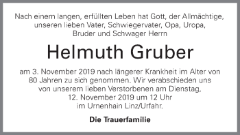 Traueranzeige von Helmuth Gruber von OÖNachrichten