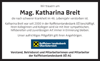 Traueranzeige von Katharina Breit von OÖNachrichten