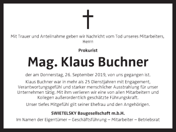 Traueranzeige von Klaus Buchner von OÖNachrichten