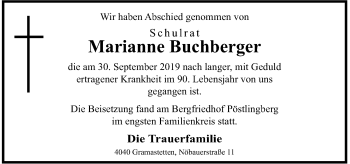 Traueranzeige von Marianne Buchberger von OÖNachrichten