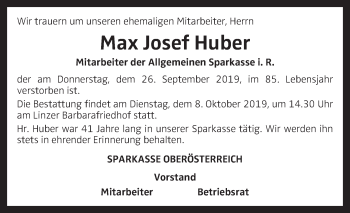 Traueranzeige von Max Josef Huber von OÖNachrichten