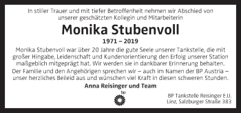 Traueranzeige von Monika Stubenvoll von OÖNachrichten