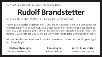 Traueranzeige von Rudolf Brandstetter von OÖNachrichten