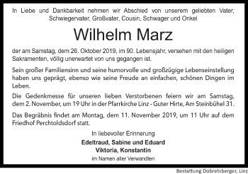 Traueranzeige von Wilhelm Marz von OÖNachrichten