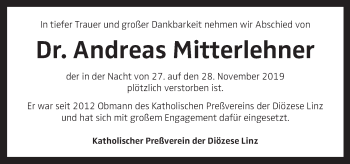 Traueranzeige von Andreas Mitterlehner von OÖNachrichten
