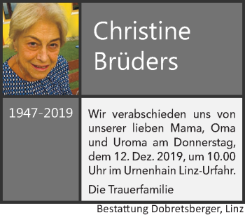 Traueranzeige von Christine Brüders von OÖNachrichten