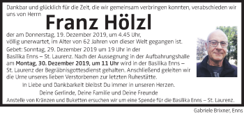 Traueranzeige von Franz Hölzl von OÖNachrichten