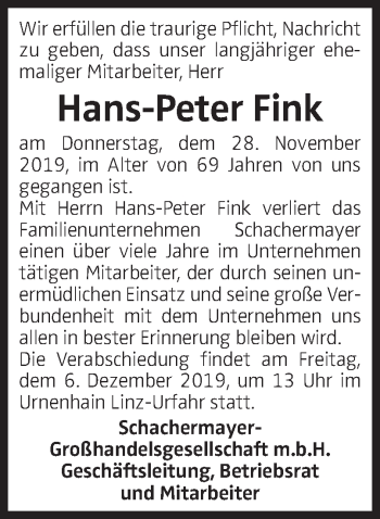 Traueranzeige von Hans-Peter Fink von OÖNachrichten